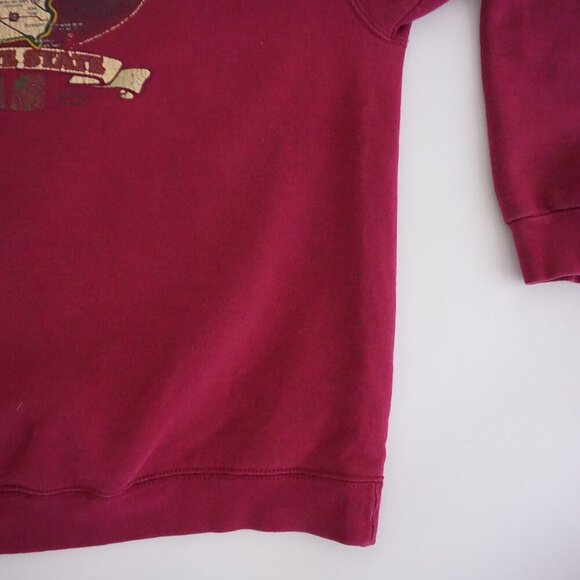 Vintage '90S Iowa The Hawkeye State Maroon Map Cotton Crewneck Sweater XL - Picture 6 of 10